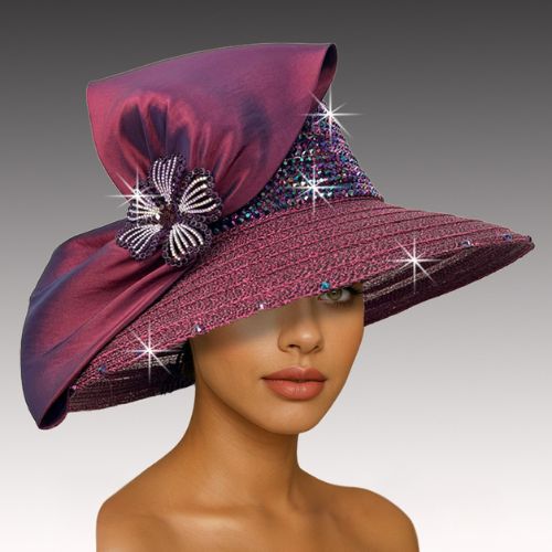 Church Hat 3548-Plum (Willean Jewel Cloche)