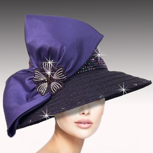 Church Hat 3548-Purple (Willean Jewel Cloche)