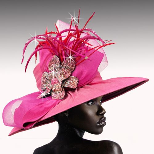 Church Hat 3550-Fuchsia (Elvia Draped Brim Hat)
