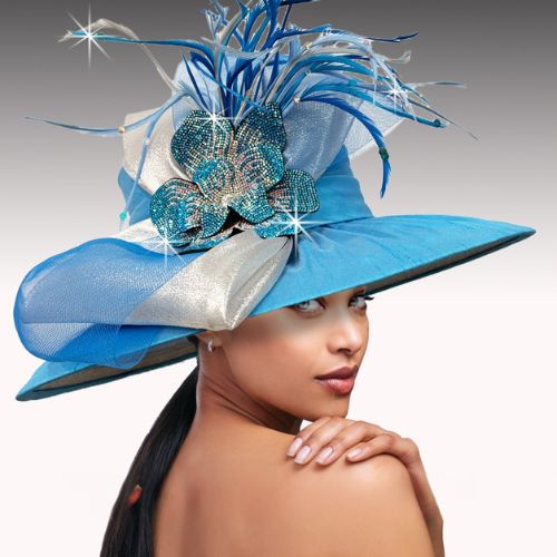 Church Hat 3550-turquoise (Elvia Draped Brim Hat)