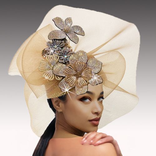 Church Hat 3551-Gold AB (Crystal Corsage Bubble)
