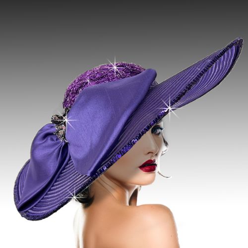 Church Hat 3532-Purple Isadora Sheer Brim