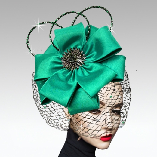 FA3394 LOURDES-EMERALD Church Fascinator
