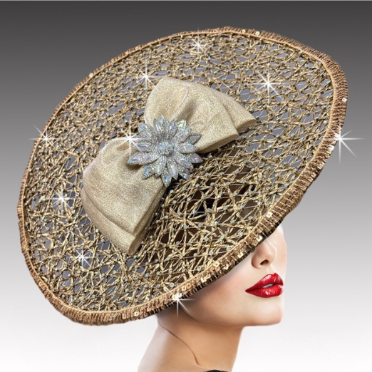 FA3400 NEBULA-GOLD Church Fascinator