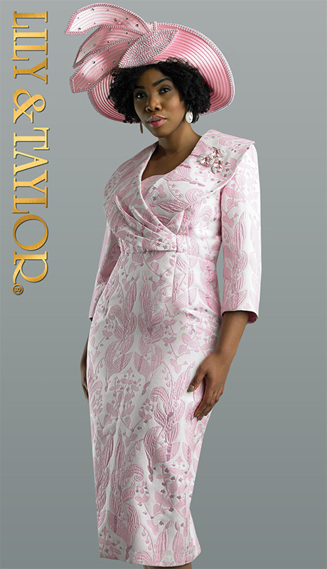 Lily And Taylor 4650-H ( 1pc Novelty Ladies Church Dress With Rhinestone Brooch And Floral Design )-Hat