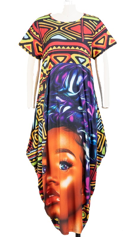 KaraChic CHH22059 ( 1pc Print Knit Maxi Dress )