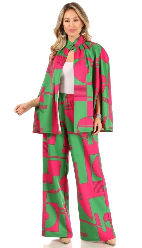Karen T Designs 9102 ( 2pc Print Cape Pant Set )