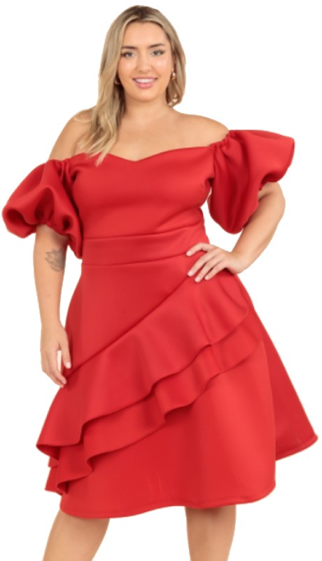 Karen T Designs 9137 ( 1pc Off-Shoulder Ruffle Dress )