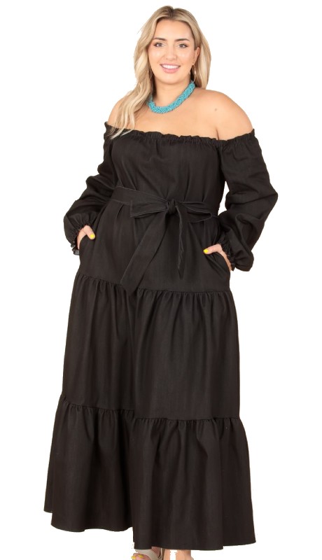 Karen T Designs 9144 ( 1pc Belted Off Shoulder Maxi Dress )