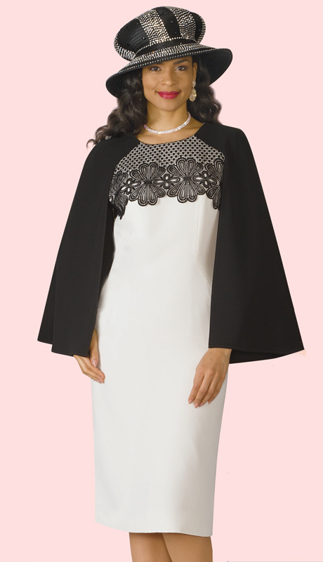 Lily And Taylor 4172-IB ( 1pc PeachSkin Embroidery Adorned Womens Church Dress )-Hat