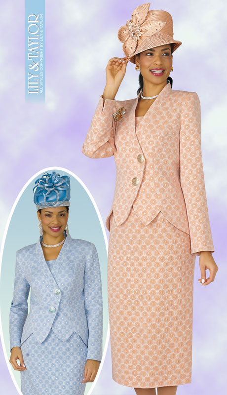 Lily And Taylor 4258-PE ( 2pc Novelty Suit For Sunday With Jacket And Multi Print Design ) - Hat