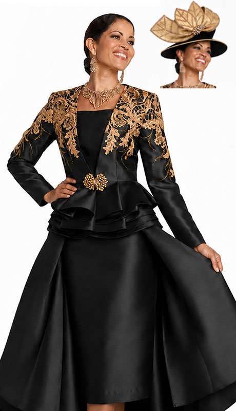 Lisa Rene 11738-BLKG Ladies Church Suit