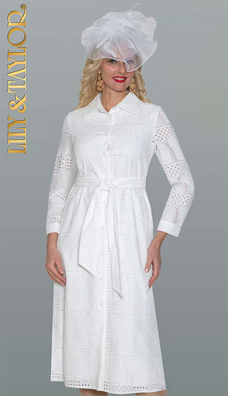 Lily and Taylor 5114-WHT Ladies Church Dress