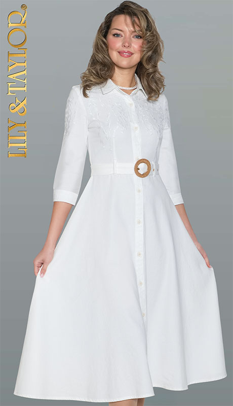 Lily and Taylor 5152-WHT Ladies Church Dress