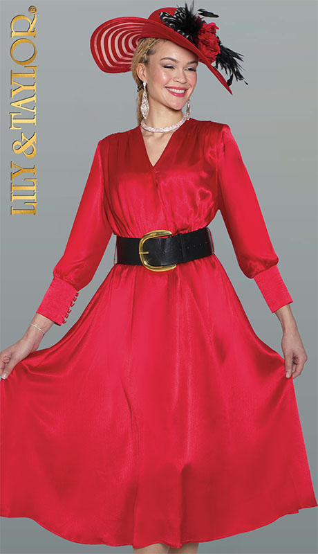 Lily and Taylor 5077-RED Ladies Church Dress