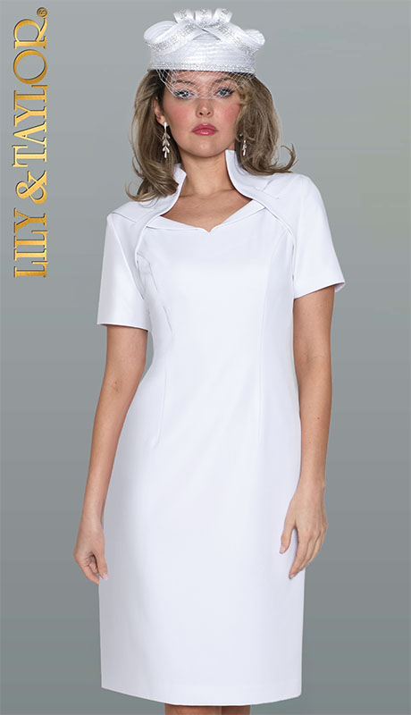 Lily and Taylor 4982-WHT Ladies Church Dress