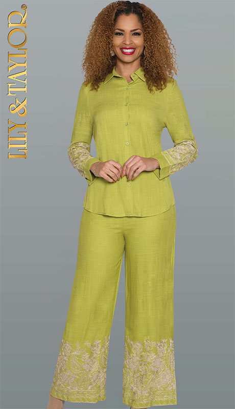 Lily and Taylor 5052-KWG Ladies Church Pant Suit