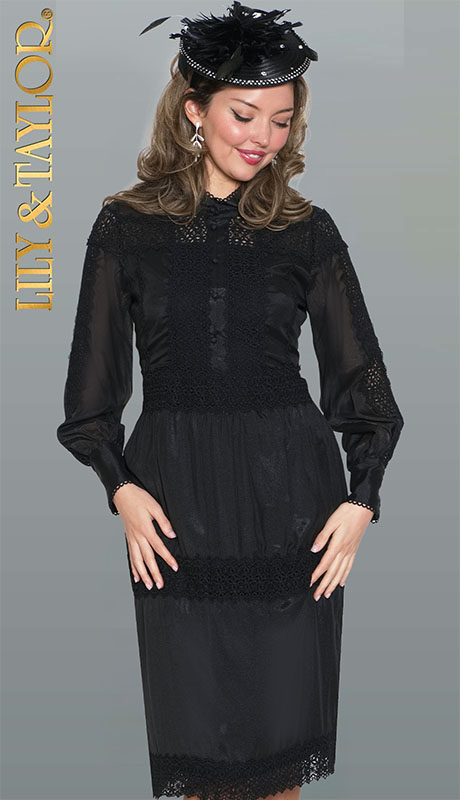 Lily and Taylor 5037-BLK Ladies Church Dress