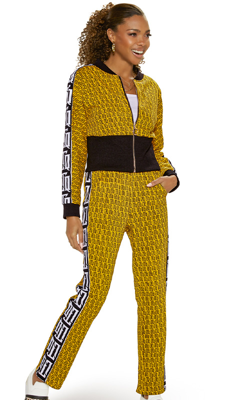 Love The Queen 17382 ( 2pc Stretch Cotton Jacket And Pant Set With Elastic Waistband And Drawstring )