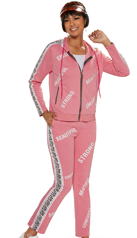 Love The Queen 17384 ( 2pc Stretch Cotton Jacket And Pant Set With Elastic Waistband And Drawstring )