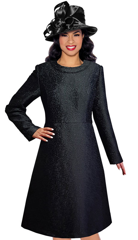 Giovanna D1521-BK ( 1pc Jacquard Dress )-Hat