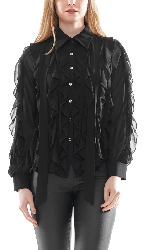 Why Dress T190004 ( 1pc Ruffle Detail Button-front Top )