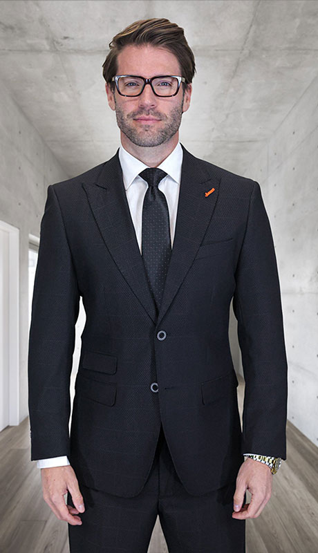 TRIESTE-BLK-QO  3pc MensStatement Suit 