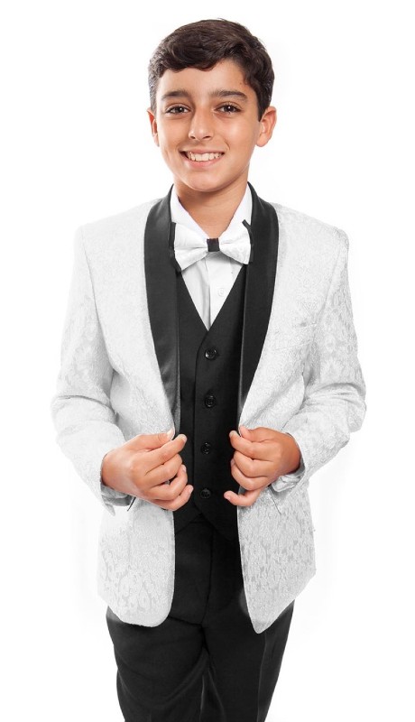Tazzio Boys Suit B391-02-WHT-BLK