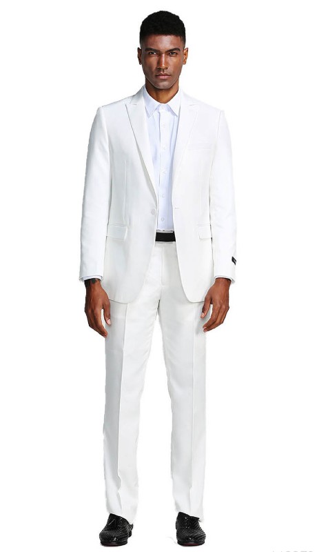 TazZio Mens Suit-M287S-01-WHITE