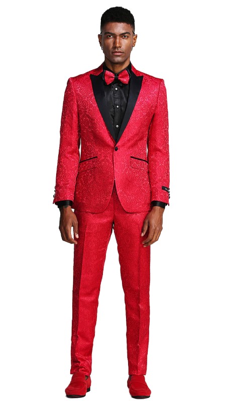 Tazzio Mens Suit M289SK-03-RED-BLK