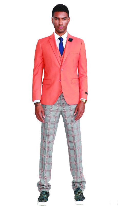Tazzio Mens Suit M320SK-01-ORANGE