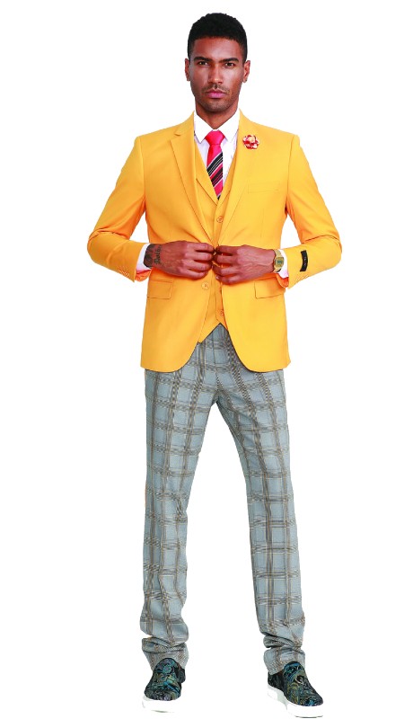Tazzio Mens Suit M320SK-02-YELLOW