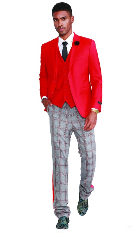 Tazzio Mens Suit M320SK-03-RED