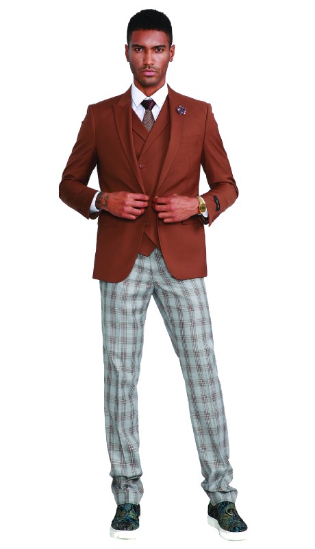 Tazzio Mens Suit M322SK-02-CAMEL