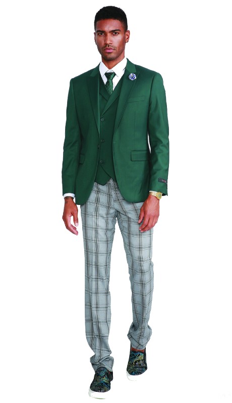 Tazzio Mens Suit M322SK-03-GRN