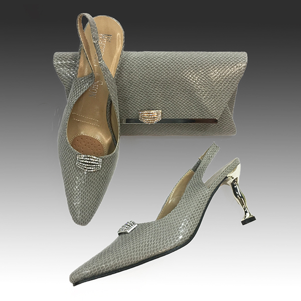 P124S EXOTICA COMBO-SVG ( Faux Lizard Envelope Clutch, With Fabulously Stylish Faux Lizard Slingback And Sculptured 2.75" Heel )