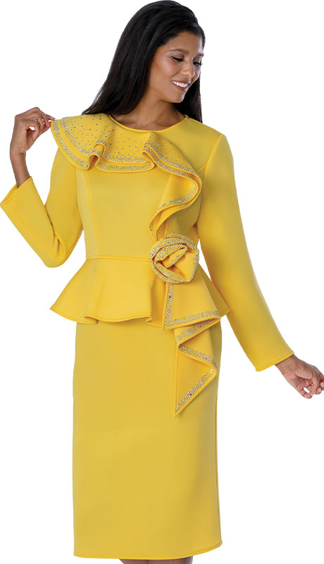 Stellar Looks SL600461-YLW Womens Church Suit