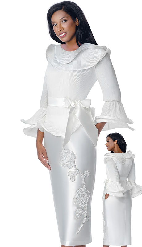 Stellar Looks SL600893-WHT Womens Church Suit