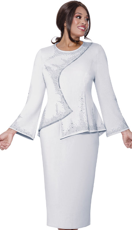 Stellar Looks SL600202-WHT Womens Church Suit