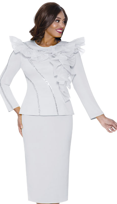 Stellar Looks SL600542-WHT Womens Church Suit