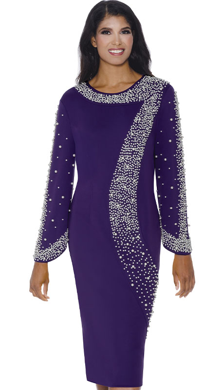 Stellar Looks SL600551-PUR Womens Church Dress