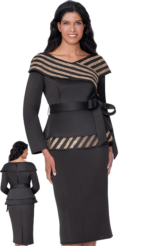 Stellar Looks SL600672-BLK Womens Church Suit