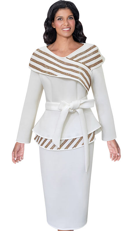 Stellar Looks SL600672-OFW Womens Church Suit
