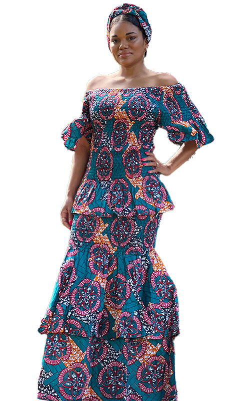 Life And Style 6638-002-QS ( 2pc Ladies Luxury Skirt Set With Matching Headwrap )