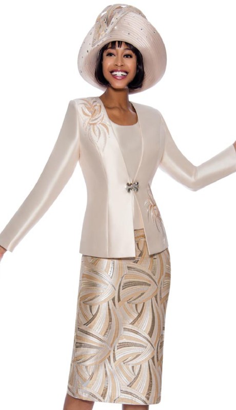 Susanna 3979-CH ( 3pc Silk With Novelty Church Suit With Beautifully Embroidered Jacket And Skirt )-Hat