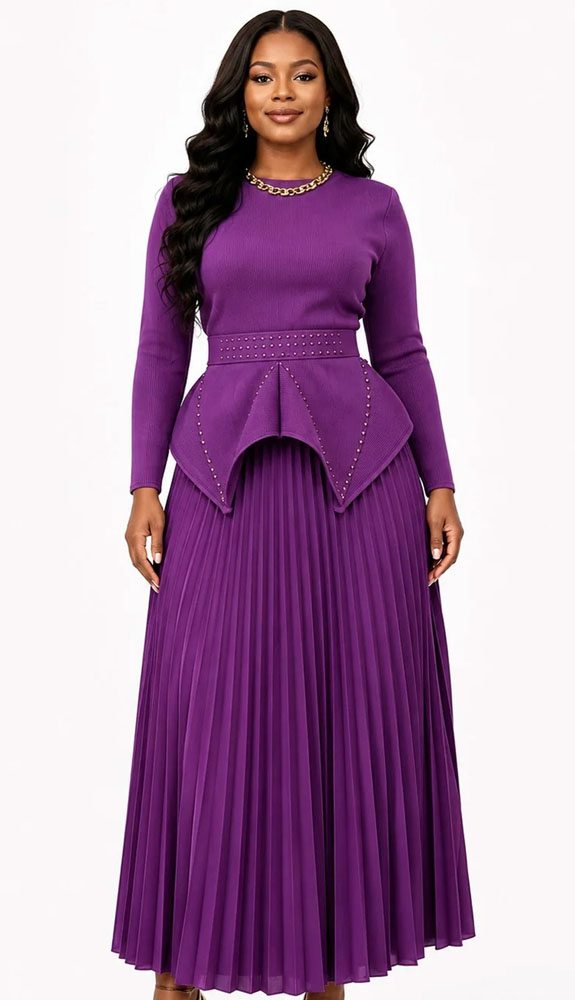 For Her 83455-PUR Ladies Church Dresses