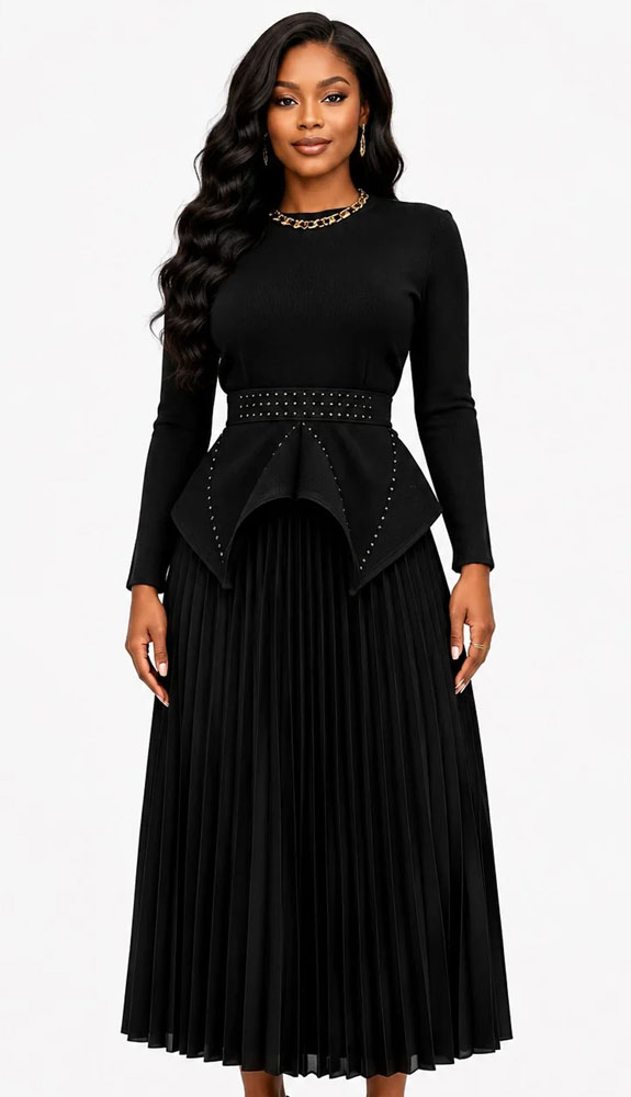 For Her 83455-BLK Ladies Church Dresses