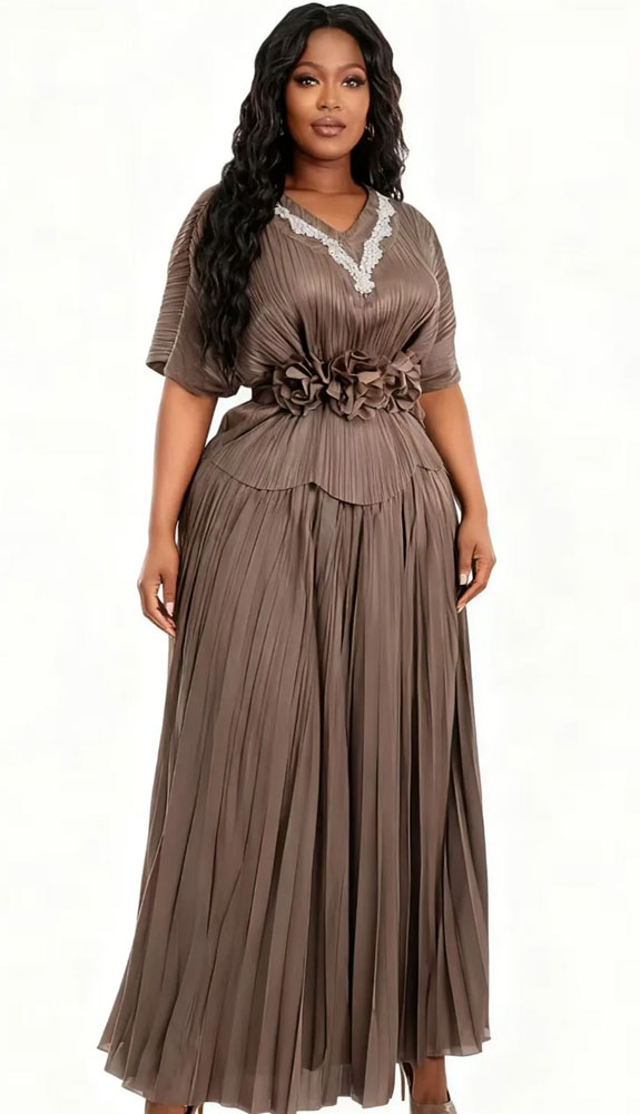 For Her 83021-BRN Ladies Church Dress