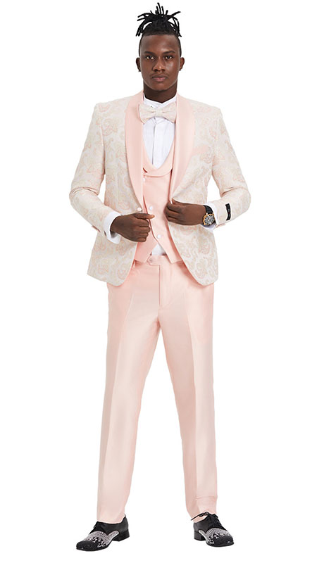 Tazzio Mens Suit M385SK-PNK 