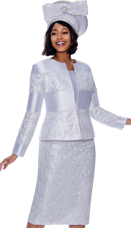 Terramina 7885-WH ( 3pc Embellished Suit )-Hat